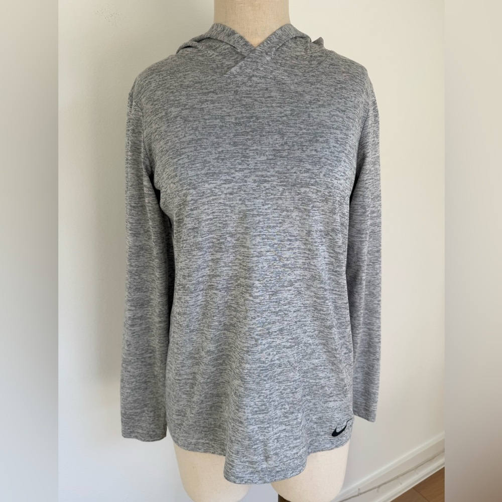Nike Gray Long Sleeve Hooded Shirt- Womens, size small